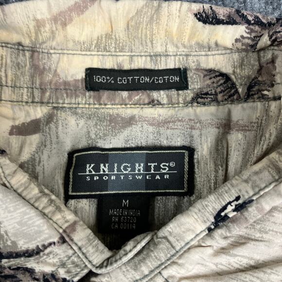 Knights Sportswear Shirt Mens M Hawaiian Palm Tree Print Button Down Cotton - Picture 4 of 9